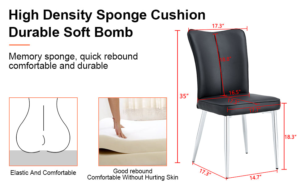 Modern Black Dining Chair Set (2 pcs)