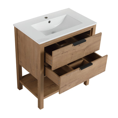 30-Inch Vanity with 2 Drawers White Finish