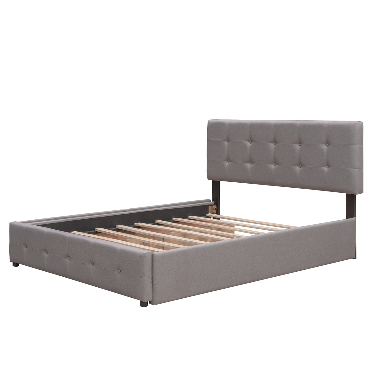 Upholstered Platform Bed Queen Light Gray