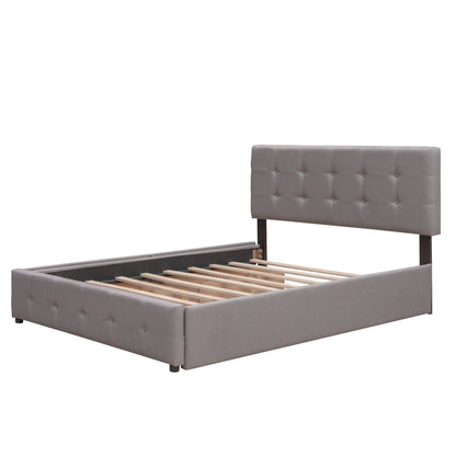 Upholstered Platform Bed Queen Light Gray