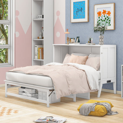 Queen Size Murphy Bed with USB Ports and Storage Shelf