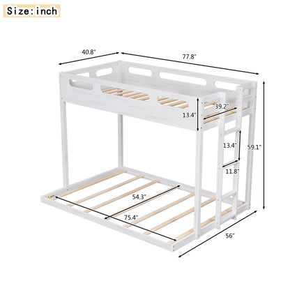 Full Bunk Bed with Ladder White