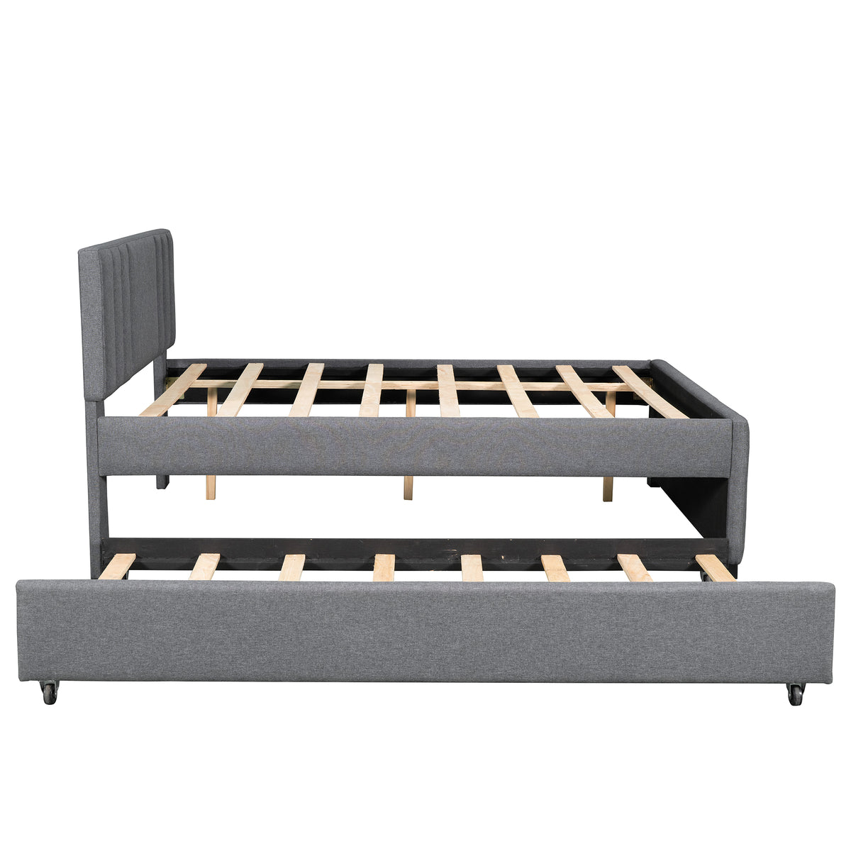 Full Upholstered Bed with Trundle Gray