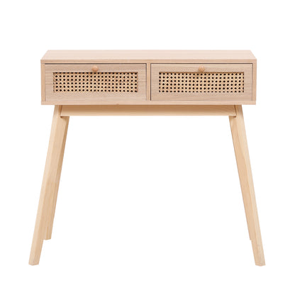 Rattan Side Table with Drawers