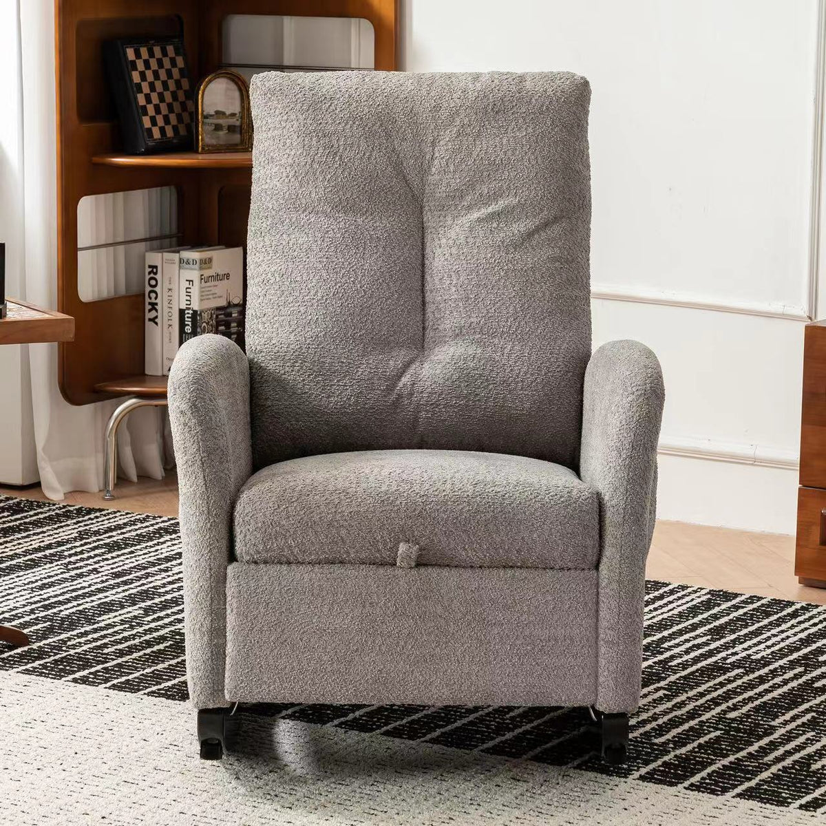 Accent Rocking Chair with Footrest Beige