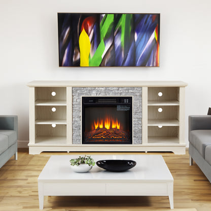60-Inch Electric Fireplace Media Console White