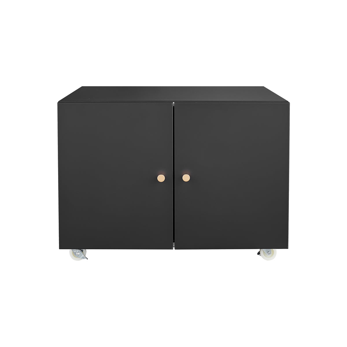 White Mobile Copier Cabinet – 2-Door Steel File & Printer Stand with Locking Wheels