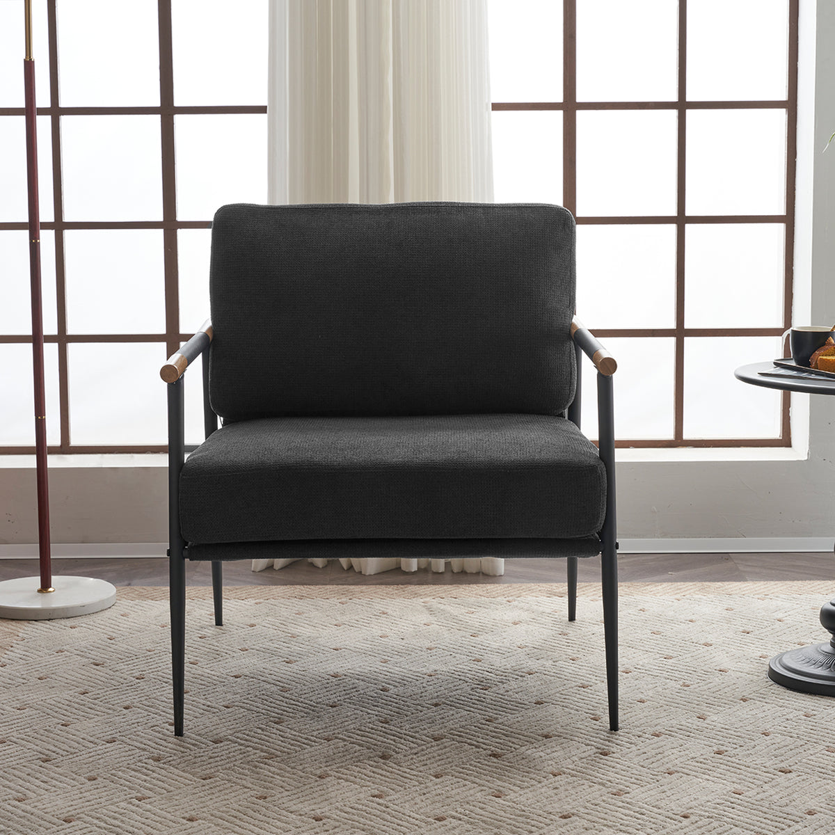 Leisure Lounge Armchair – Black Chenille