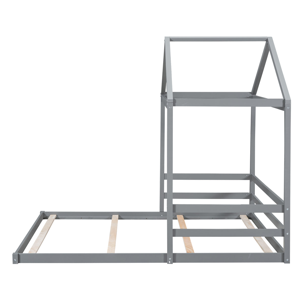 Full House Bed with Guardrail Gray