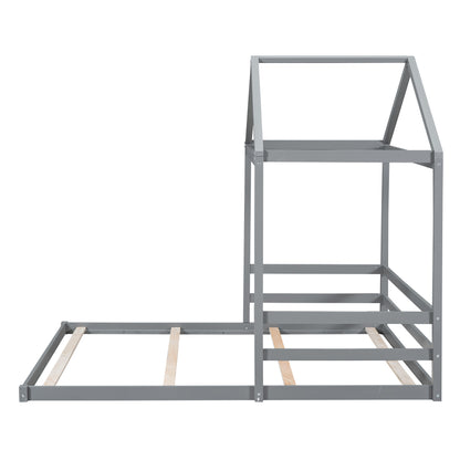 Full House Bed with Guardrail Gray