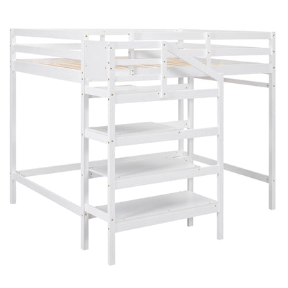 Full Loft Bed with Storage – White Finish