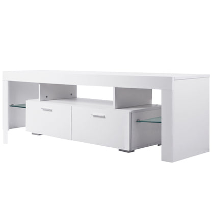 Modern LED TV Stand with Drawers – Gloss White