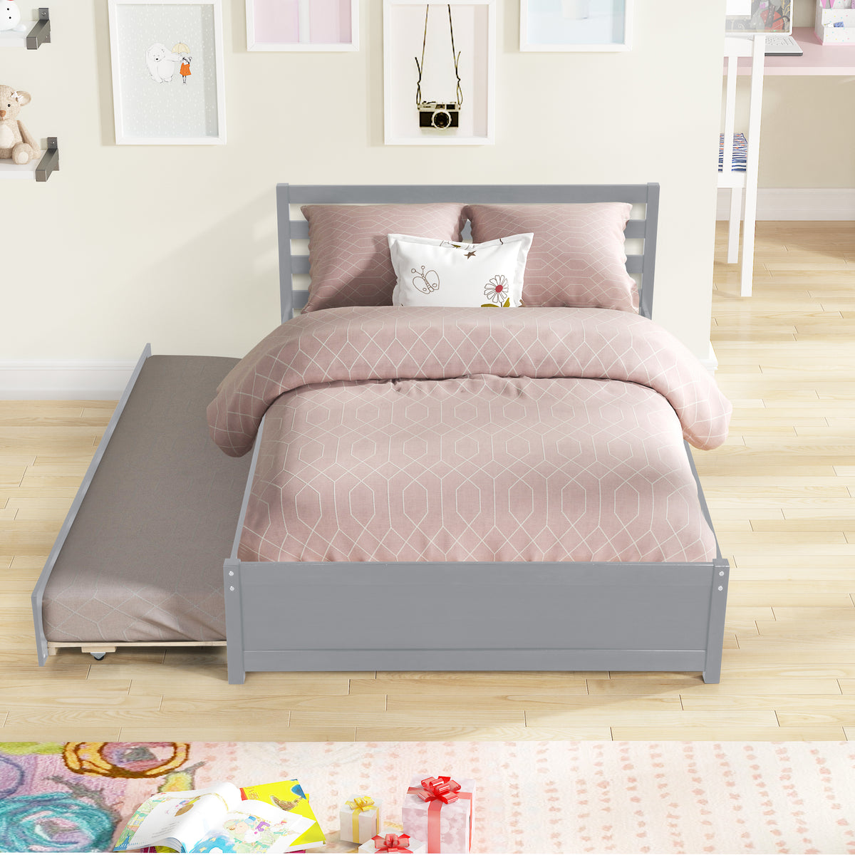 Full Platform Bed Gray