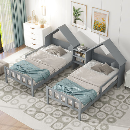 Double Twin Platform Bed Gray