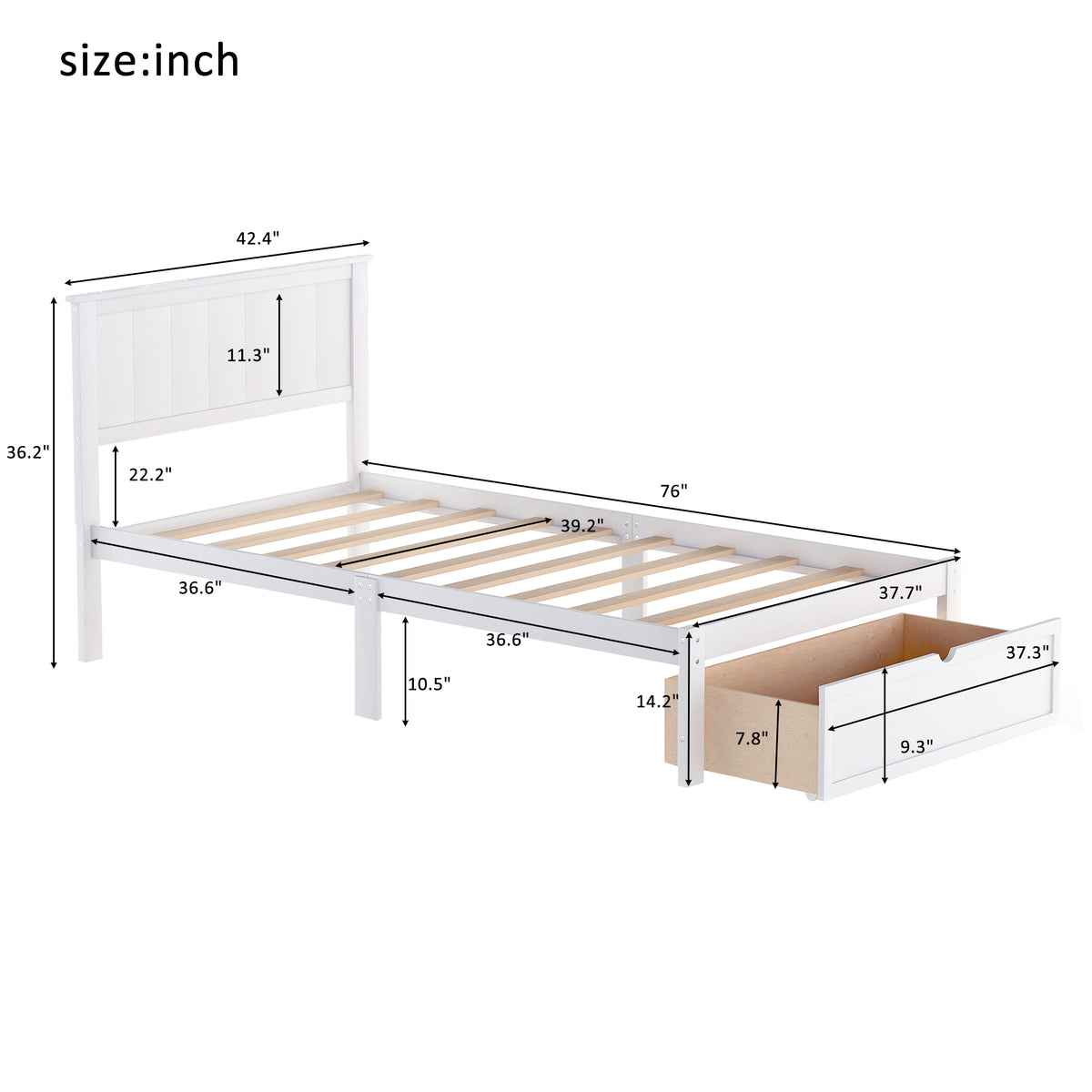 Twin Platform Bed White