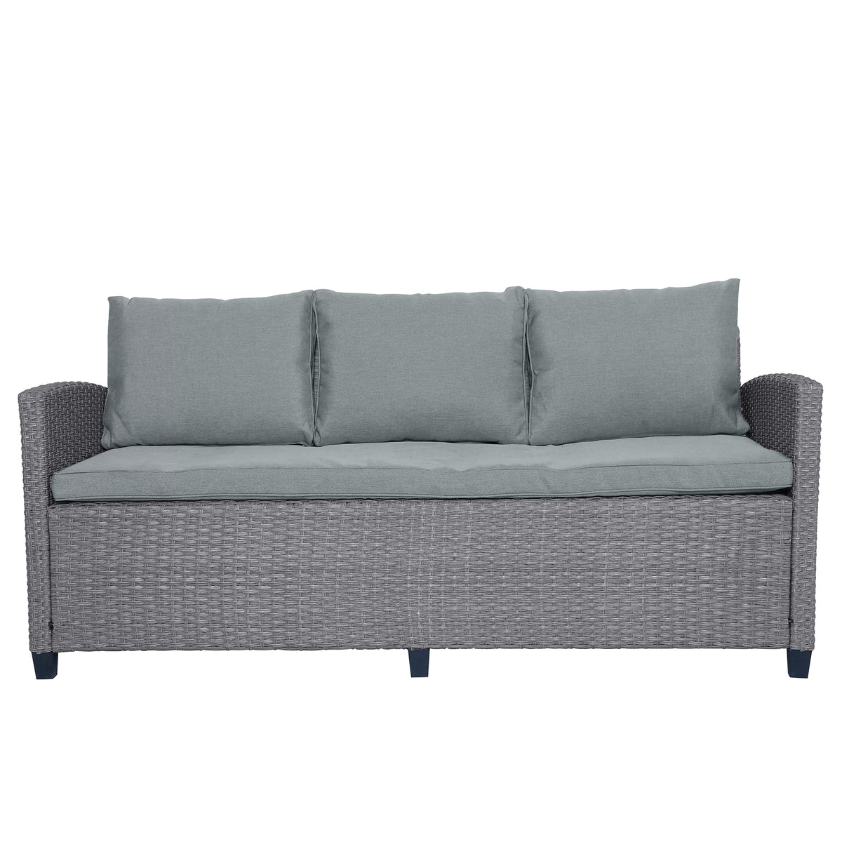 Outdoor Rattan Dining Set (6 pcs) – Gray Mat
