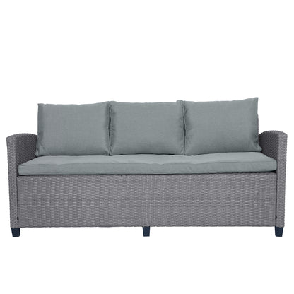 Outdoor Rattan Dining Set (6 pcs) – Gray Mat