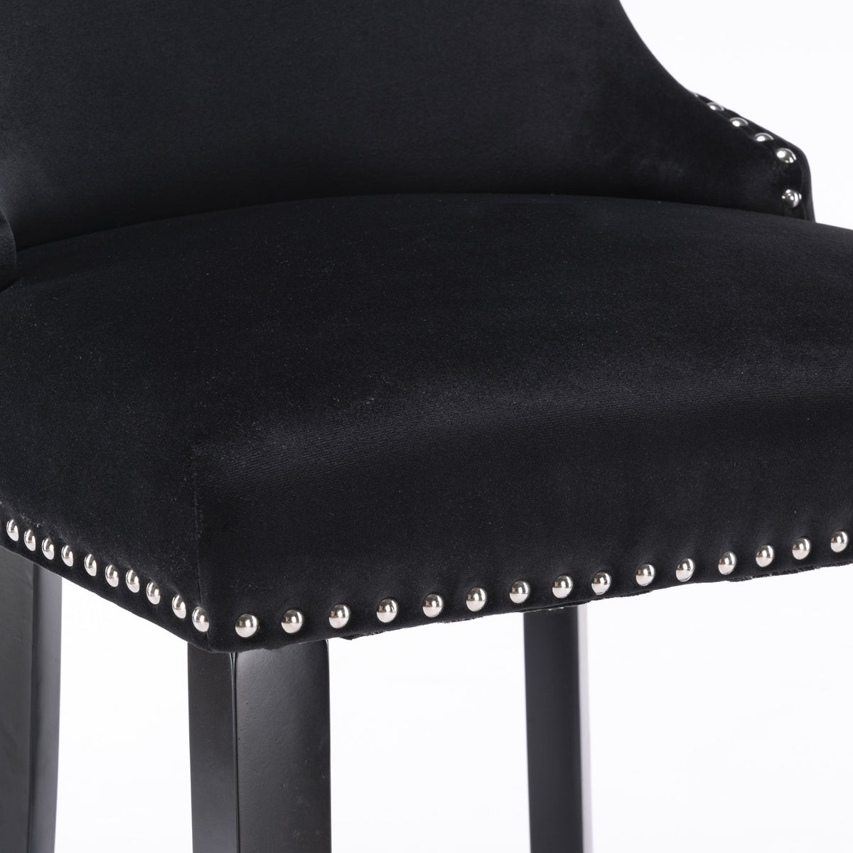 Velvet Bar Stools Set of 2 Black