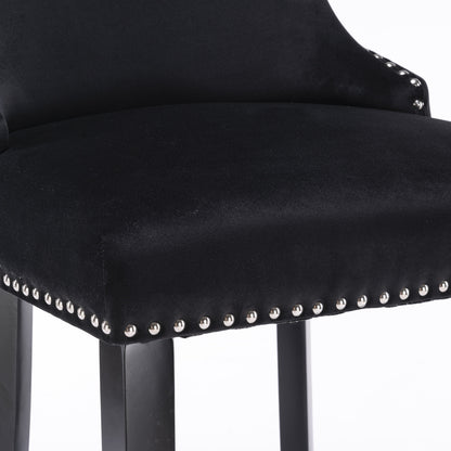Velvet Bar Stools Set of 2 Black