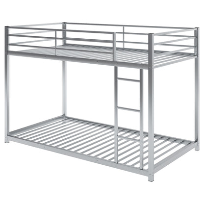 Metal Twin Bunk Bed with Ladder Silver