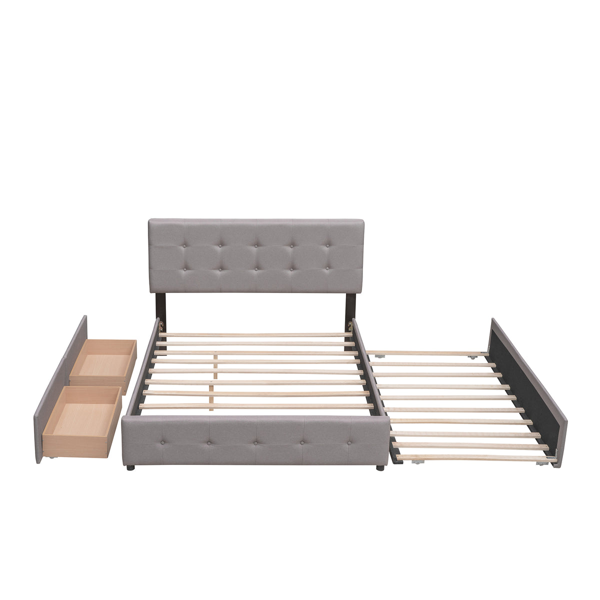 Upholstered Platform Bed Queen Light Gray