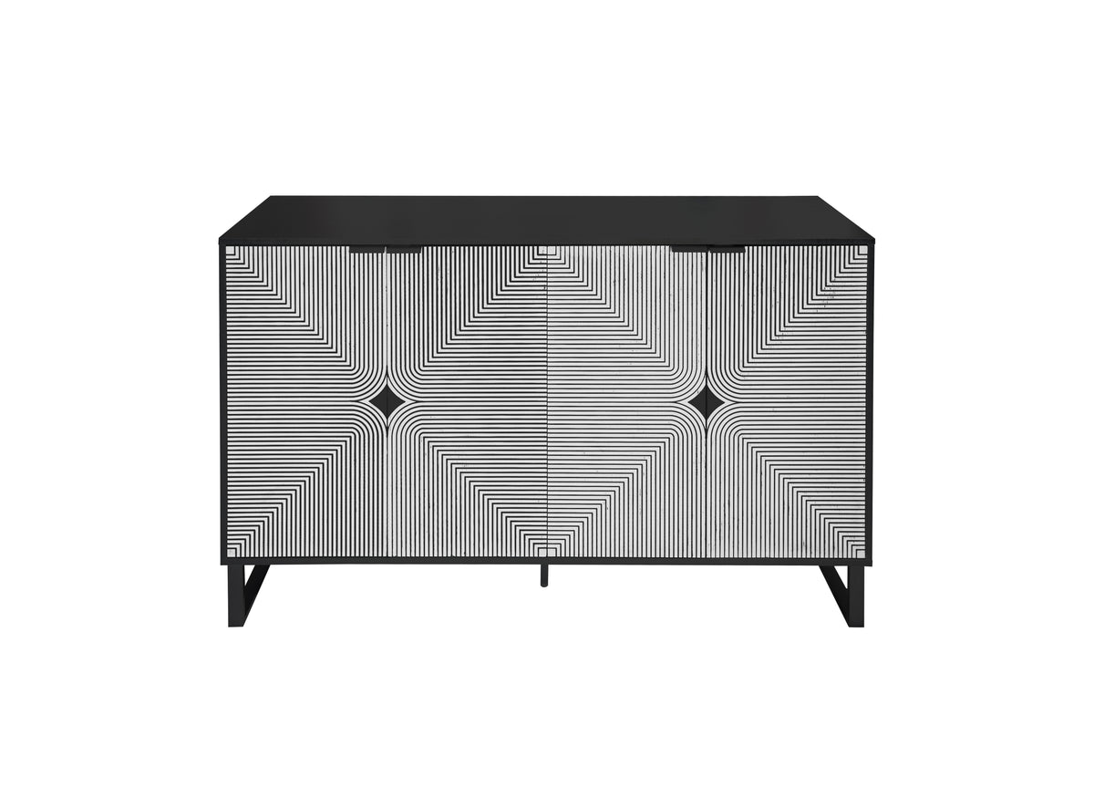 Striped 4-Door Buffet Cabinet
