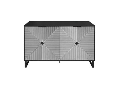 Striped 4-Door Buffet Cabinet