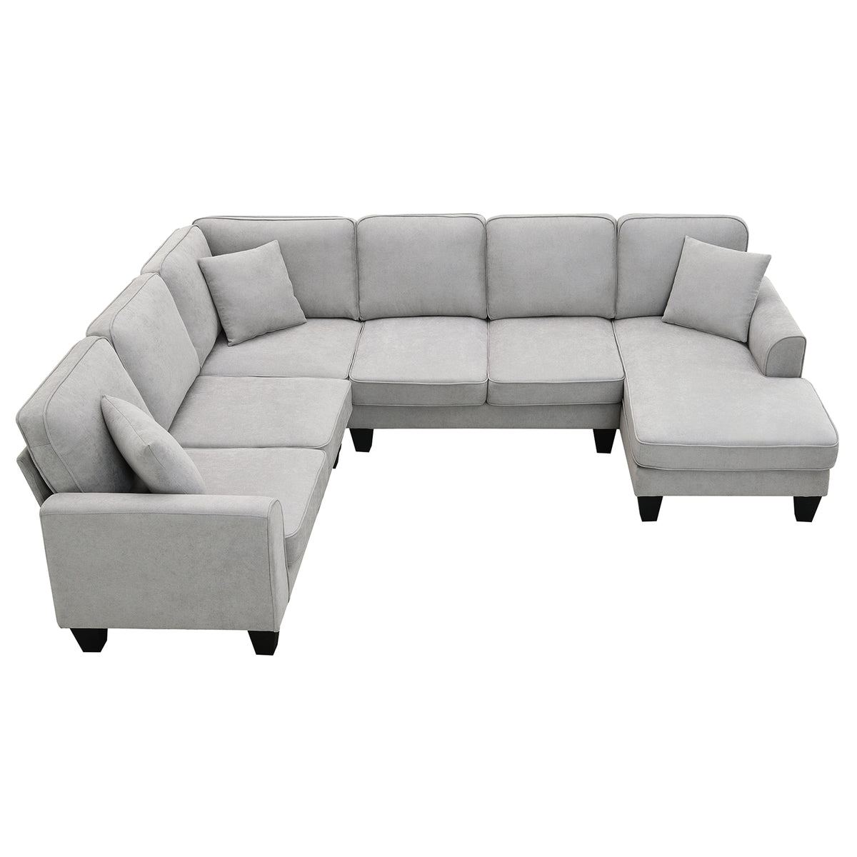 Modern U-Shape Sectional Sofa Light Gray