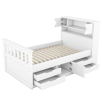 Twin Captain Platform Bed White