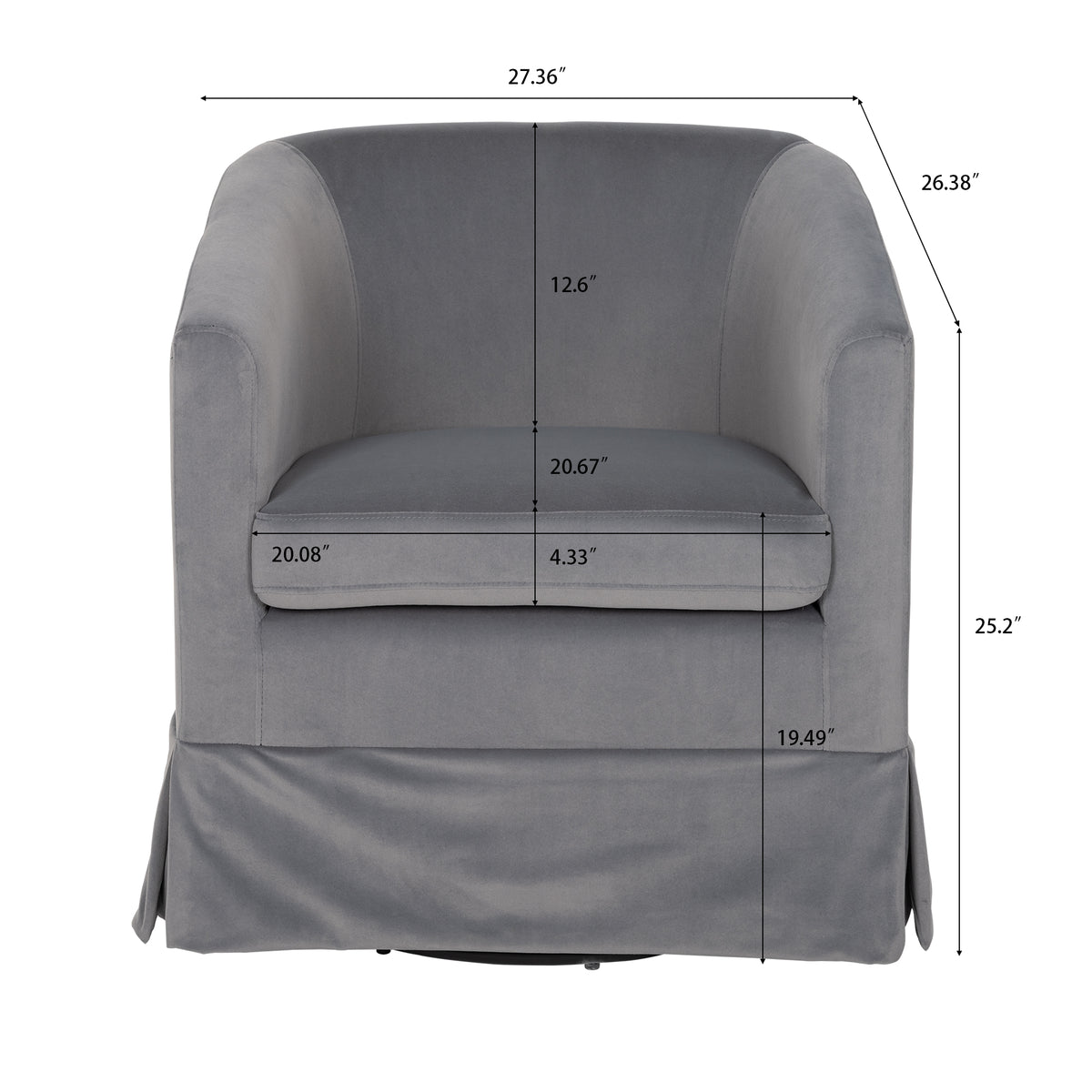 Wide Swivel Lounge Chair – Gray
