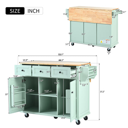Kitchen Island Cart Mint Green