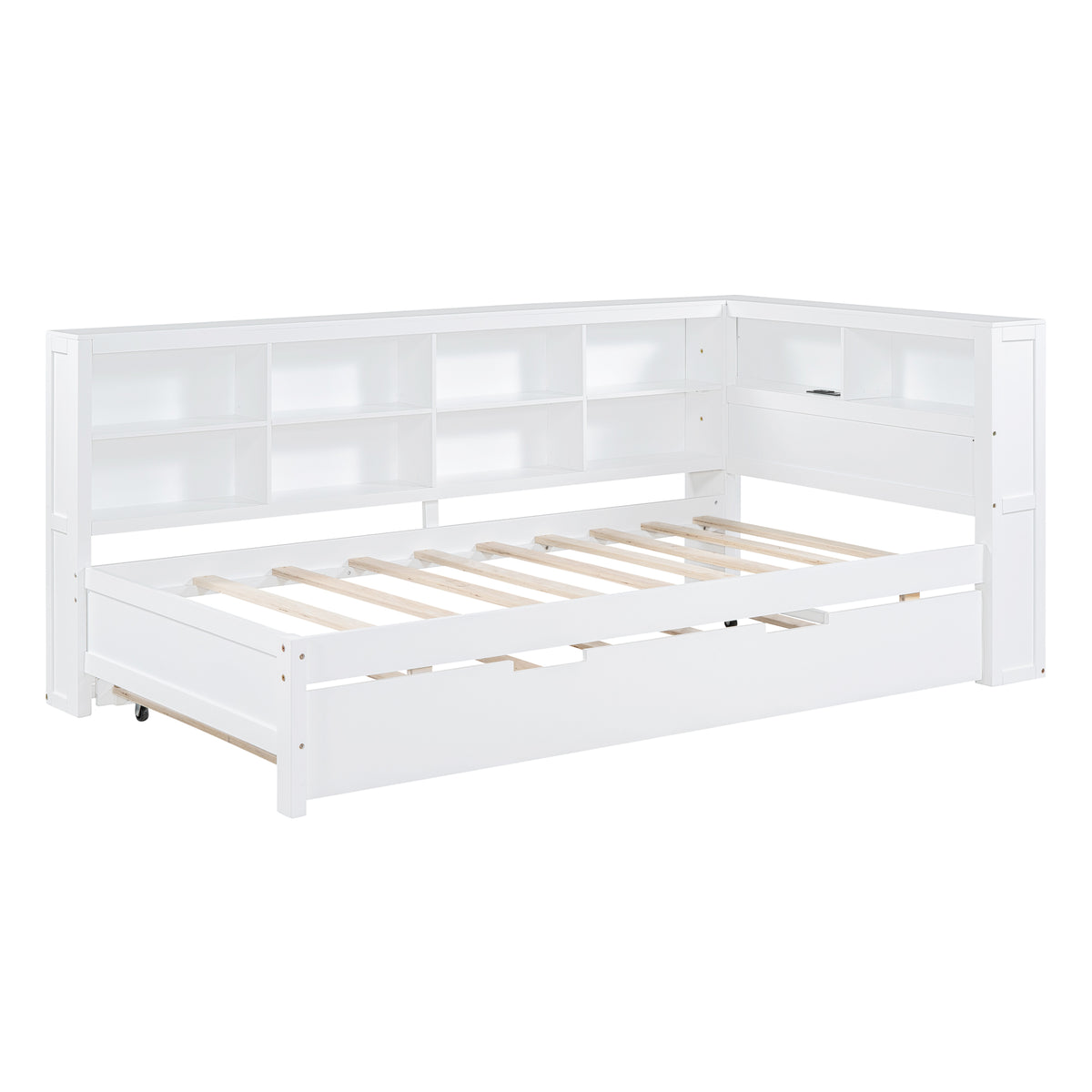 Twin Daybed with Storage Shelf White