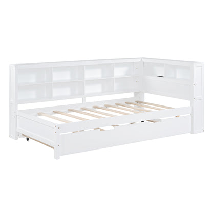Twin Daybed with Storage Shelf White