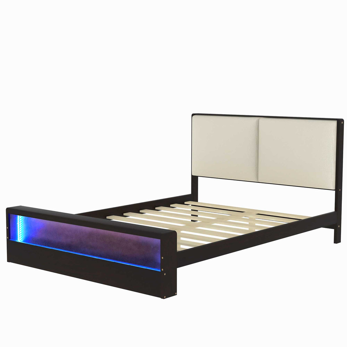 Queen Platform Bed with LED Headboard Espresso