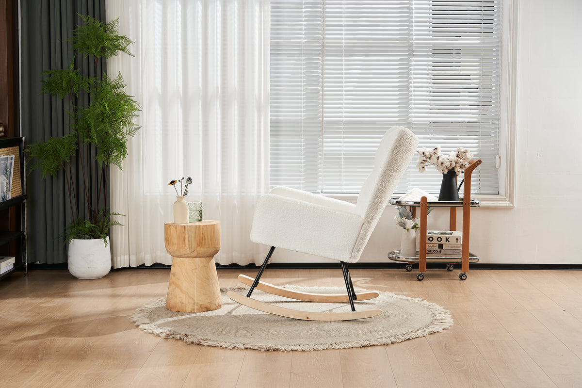 Teddy Fabric Rocking Nursery Chair – White