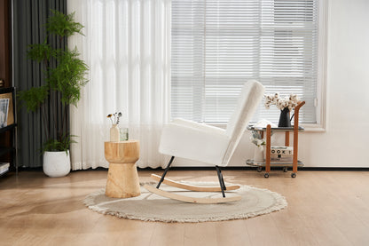 Teddy Fabric Rocking Nursery Chair – White