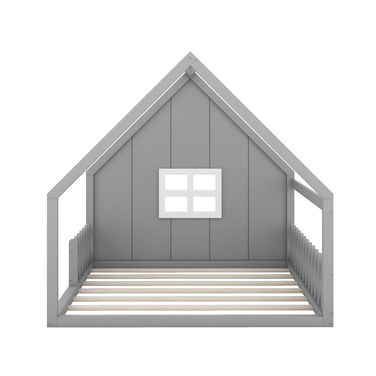 Full House Bed with Window Gray
