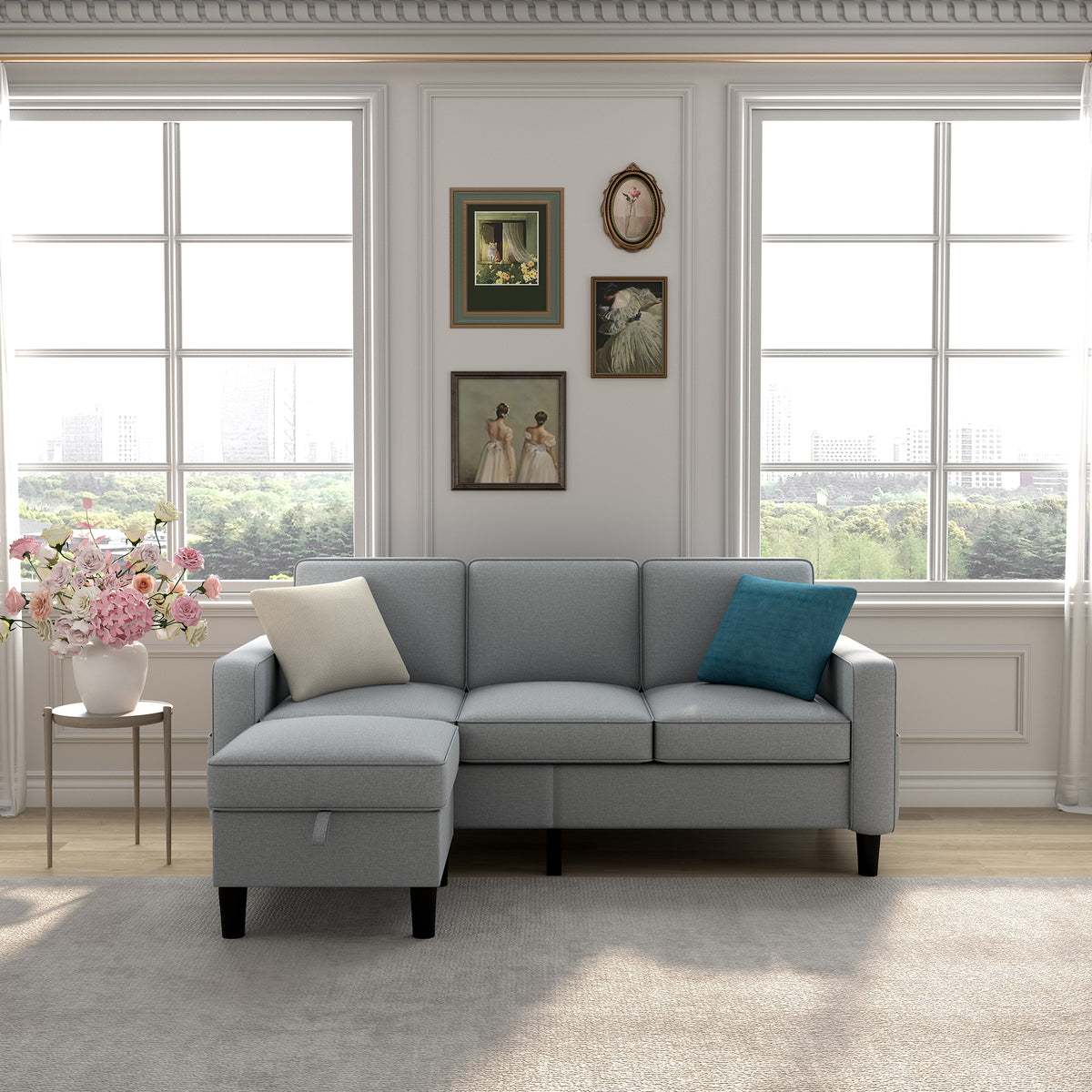Light Grey Modular Sectional Sofa