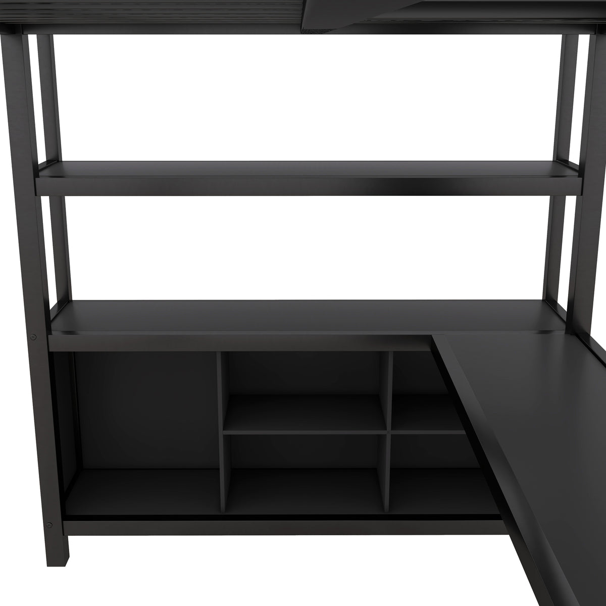 Metal L-Shaped Loft Bed – Black