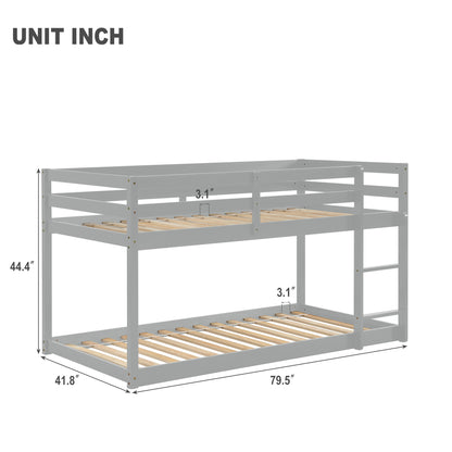 Twin Floor Bunk Bed Gray