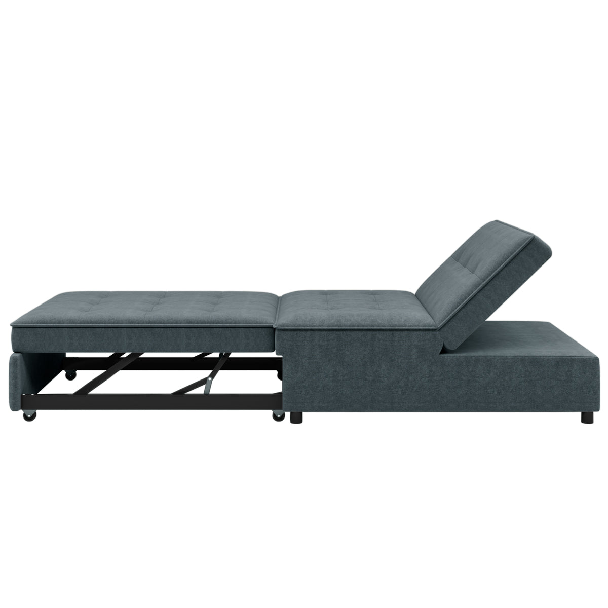 Modern Storage Ottoman with USB Port Dark Blue