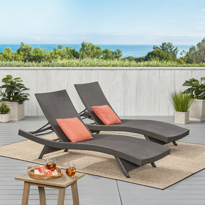 PE Wicker Chaise Lounge Gray