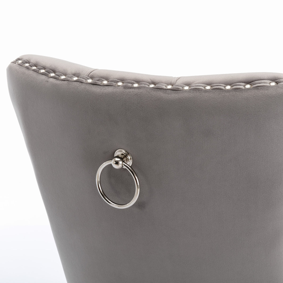 Tufted Velvet Dining Chair Set (2 pcs) – Gray Chrome Base