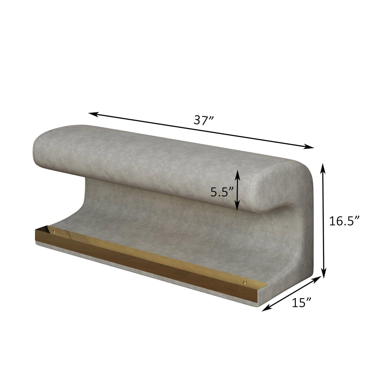 Leather Upholstered LED Entryway Bench – Gray