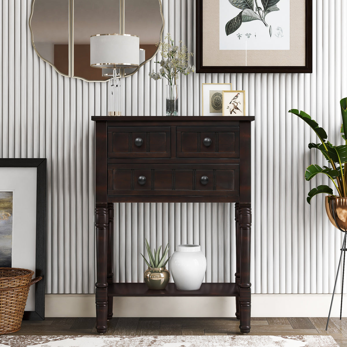Console Table with Drawers Espresso