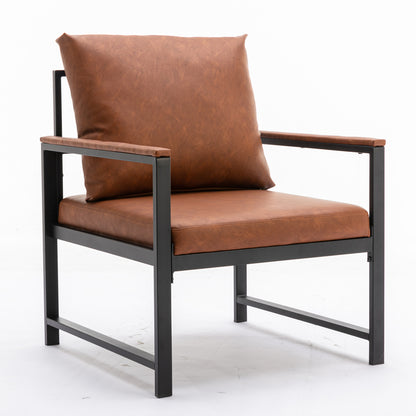 Faux Leather Accent Chair – Burnt Orange