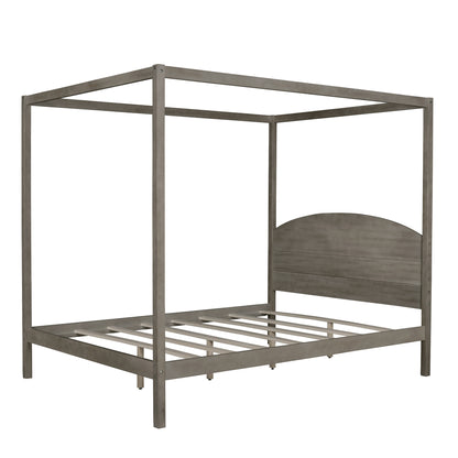 Queen Canopy Platform Bed Brown Wash