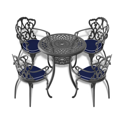30” Black Aluminum Patio Dining Table with Umbrella Hole