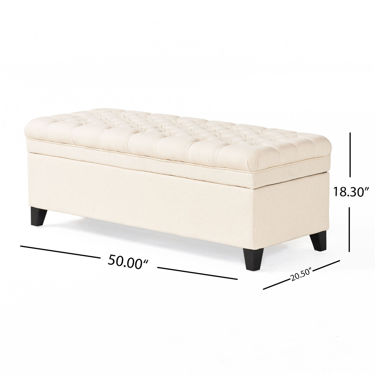 Juliana Velvet Storage Ottoman Beige