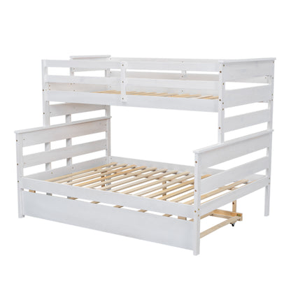 Twin-Full Bunk Bed with Trundle – White